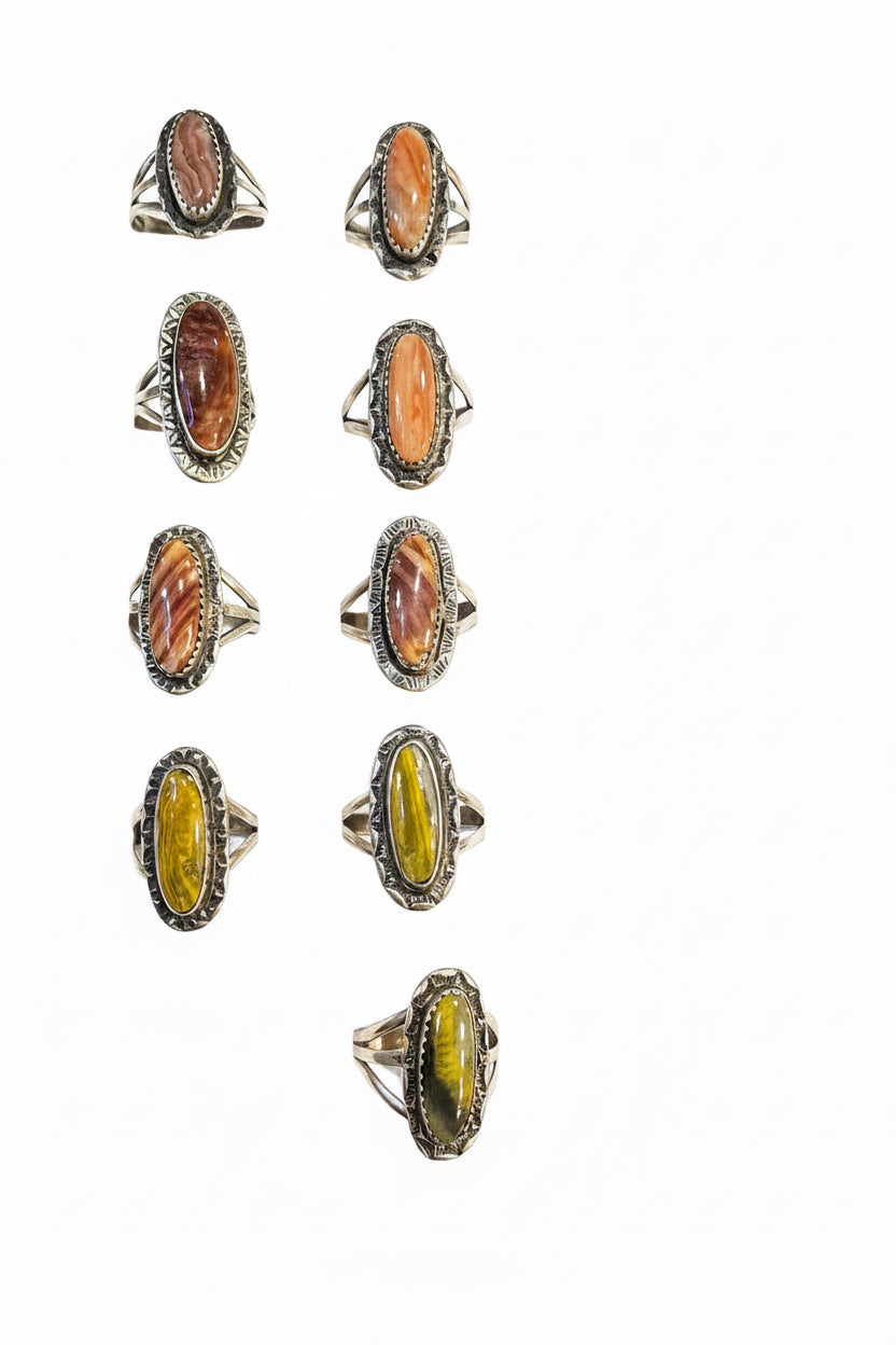 Narrow Oval Red Spiny, Orange Spiny & Bumblebee Rings