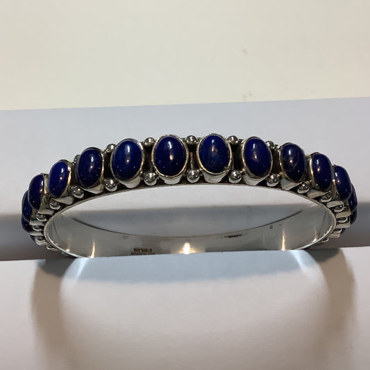 Dan Dodson Infinity-Style Oval/Square Lapis Bangle crafted from Sterling Silver, an exquisite DD Bangles designed by Turquoise Mustang.