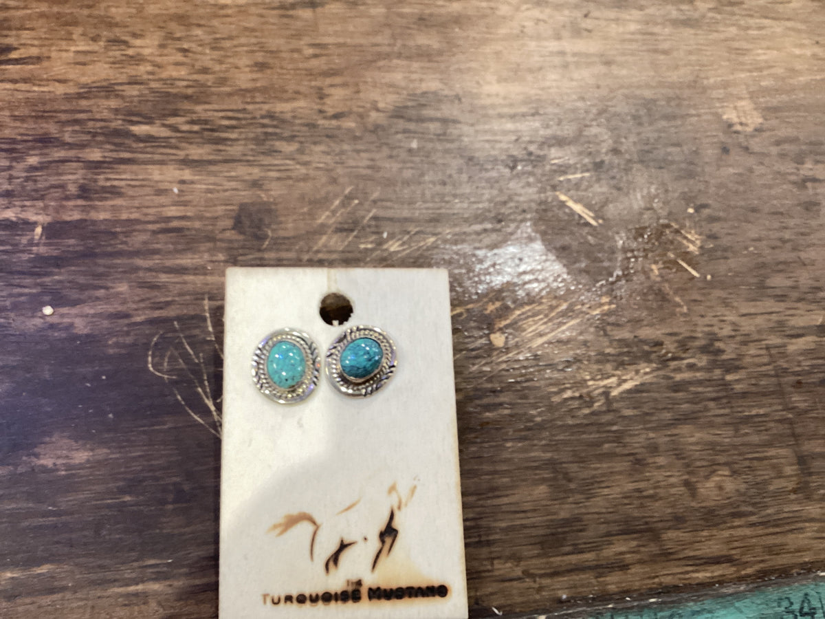 Oval Turquoise Stud Earrings