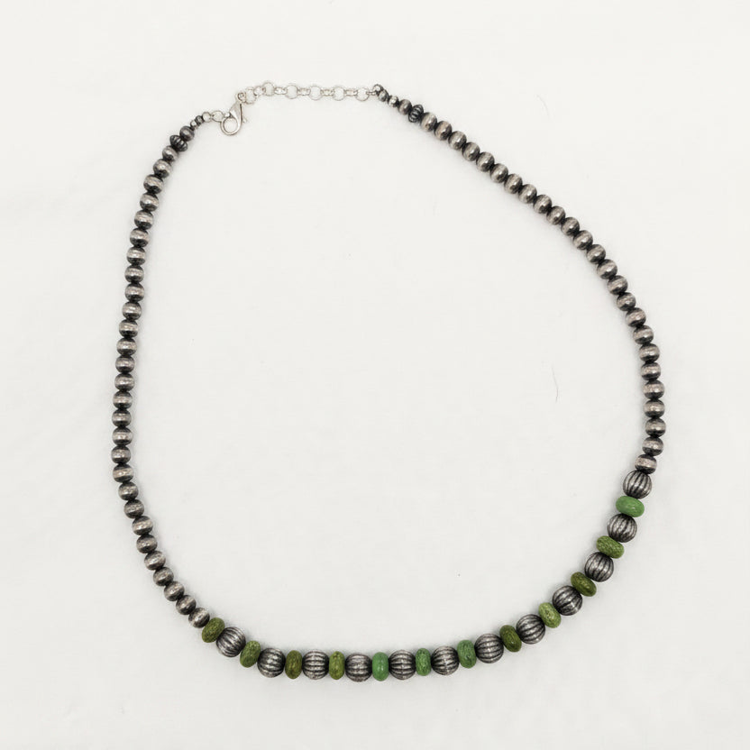 Green Kingman Turquoise & Sterling Silver Necklace