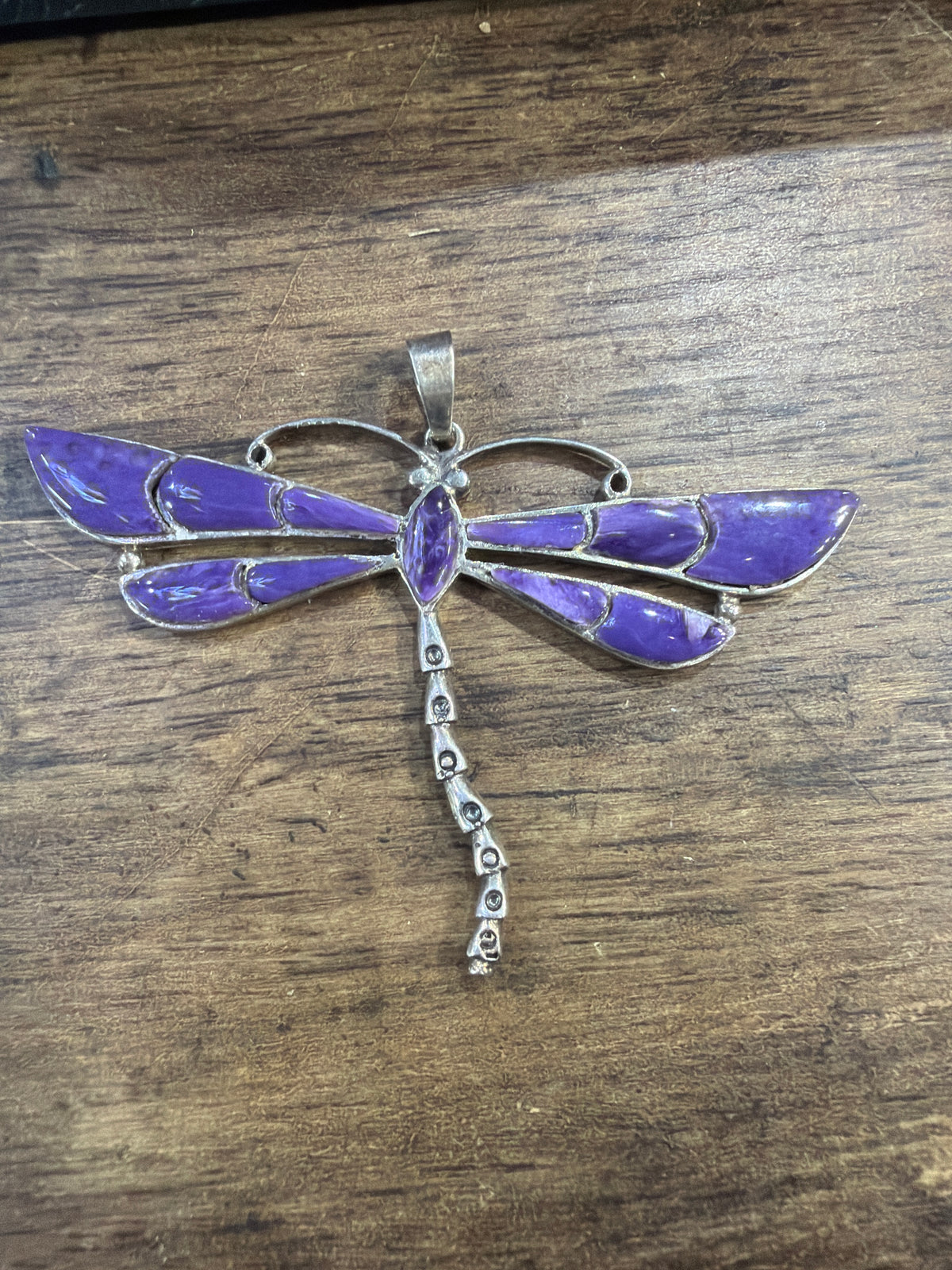 Zuni Inlay Charoite Dragonfly Pendant