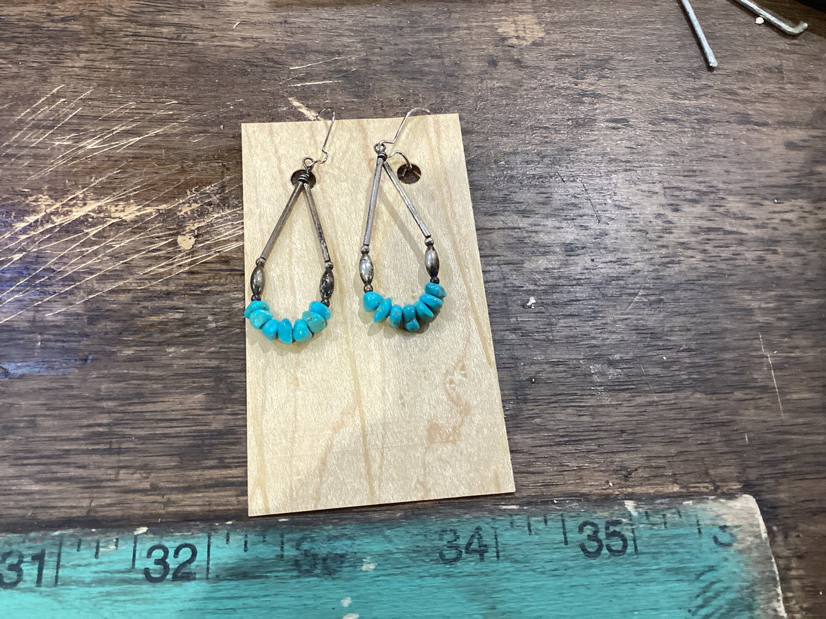 Rectangular Turquoise Pendulum Dangle Earrings