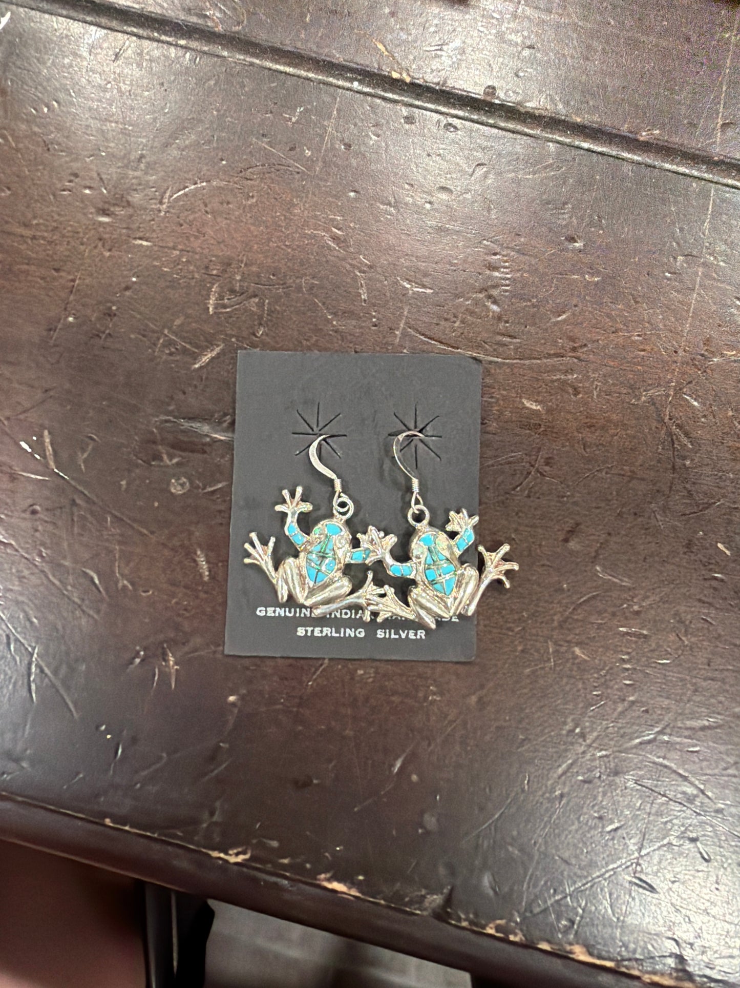 Turquoise and Sterling Silver Frog Dangles