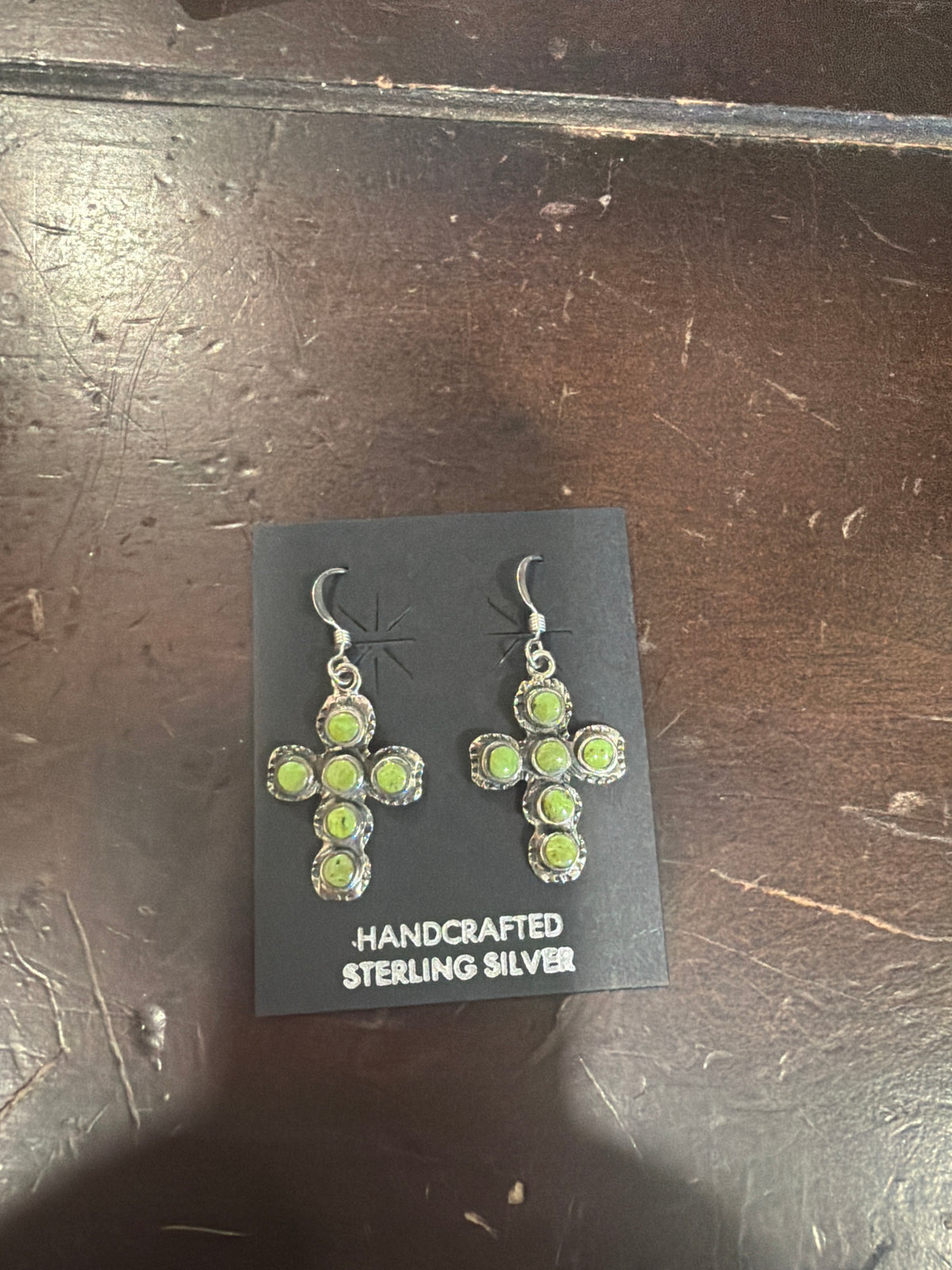 Sage Green Kingman Cross Dangle Earrings