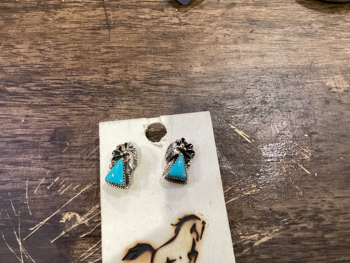 Leaf and Floral Turquoise Stud Earrings