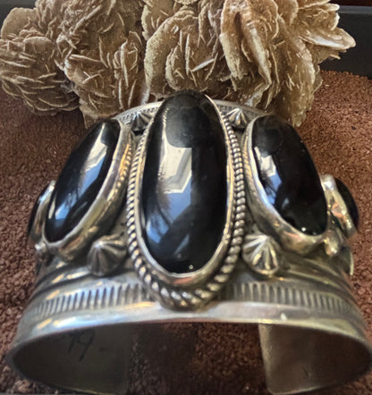 Onyx 5 Narrow Ovals Wide Cuff by Albert Jake