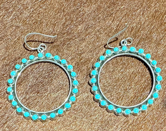 Blue Turquoise Large Donut Earrings