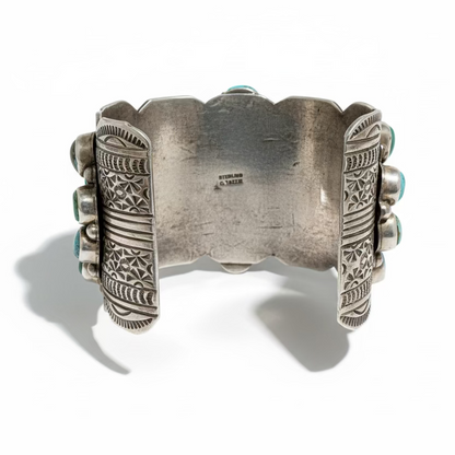 Mixed Turquoise 23-Stone Extra-Wide Cluster Cuff by Chris Yazzie, Navajo