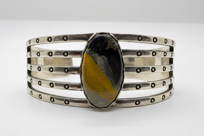 Stampede Extra-Large Men's Single Stone Cuff in Bumblebee Jasper by Turquoise Mustang