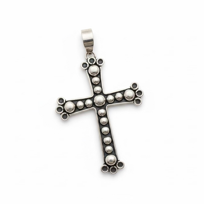 All-Sterling Silver Beaded Cross Pendant, Dan Dodson