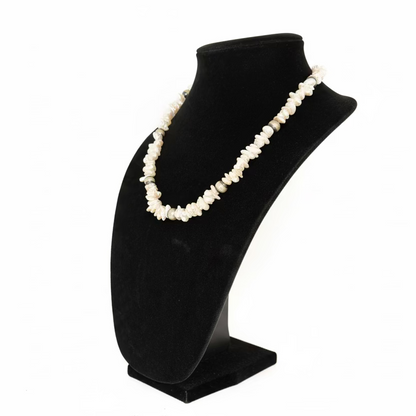 Freeform Freshwater Pearl and Mustang Silver Pearl Necklace, 19", Turquoise Mustang