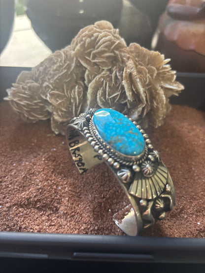 Kingman Waterweb Medium Cuff with Stamp-Work and overlay, J Delgarito