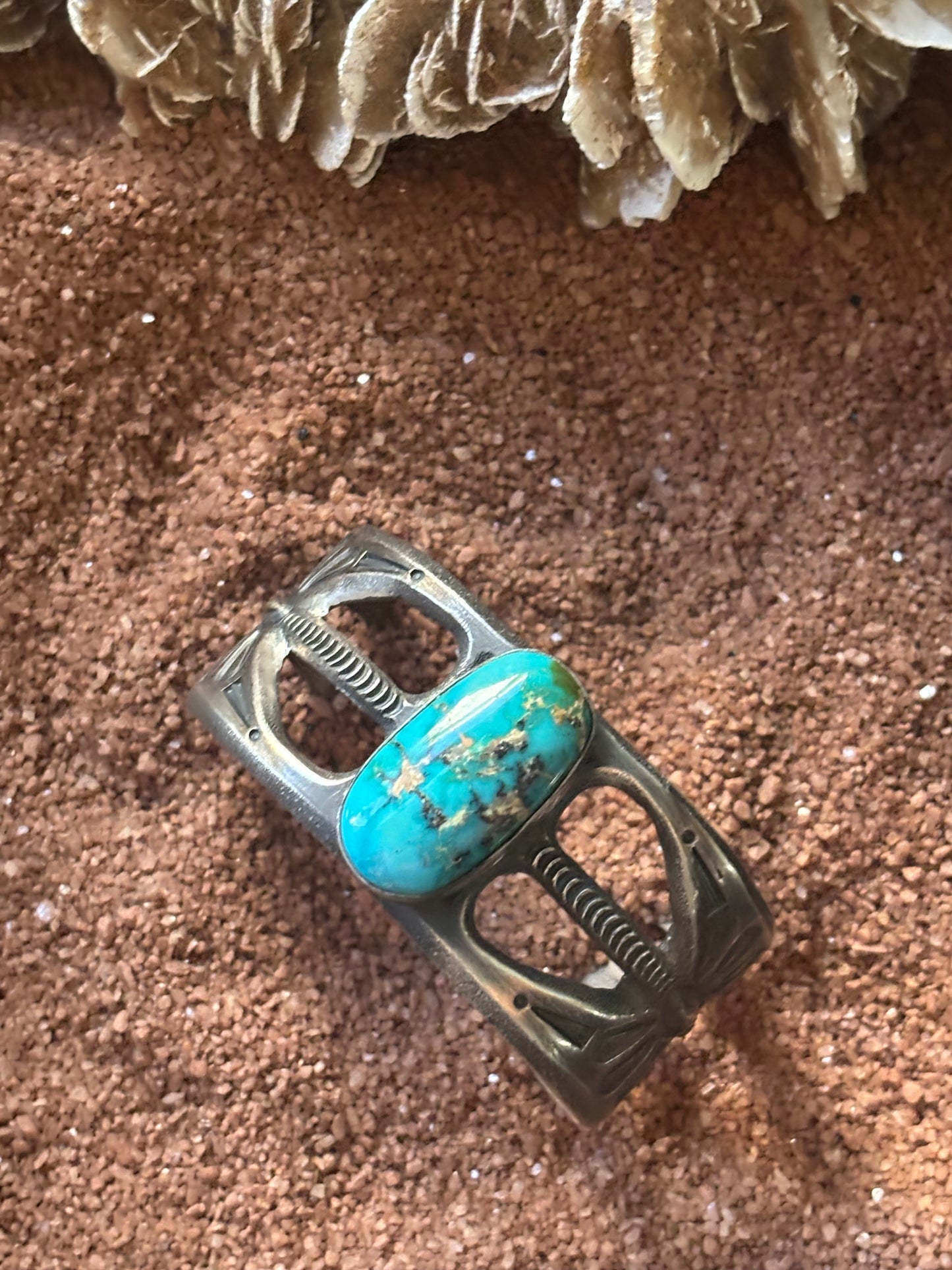 Tufa Cast Cuff Royal Blue Royston Turquoise by Robert Deutsawe Jr, Zuni