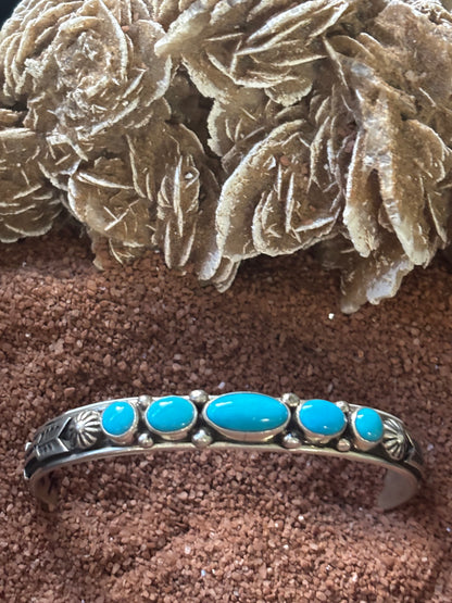 Sleeping Bty Turquoise Cuff with 5 Stones by Albert Jake