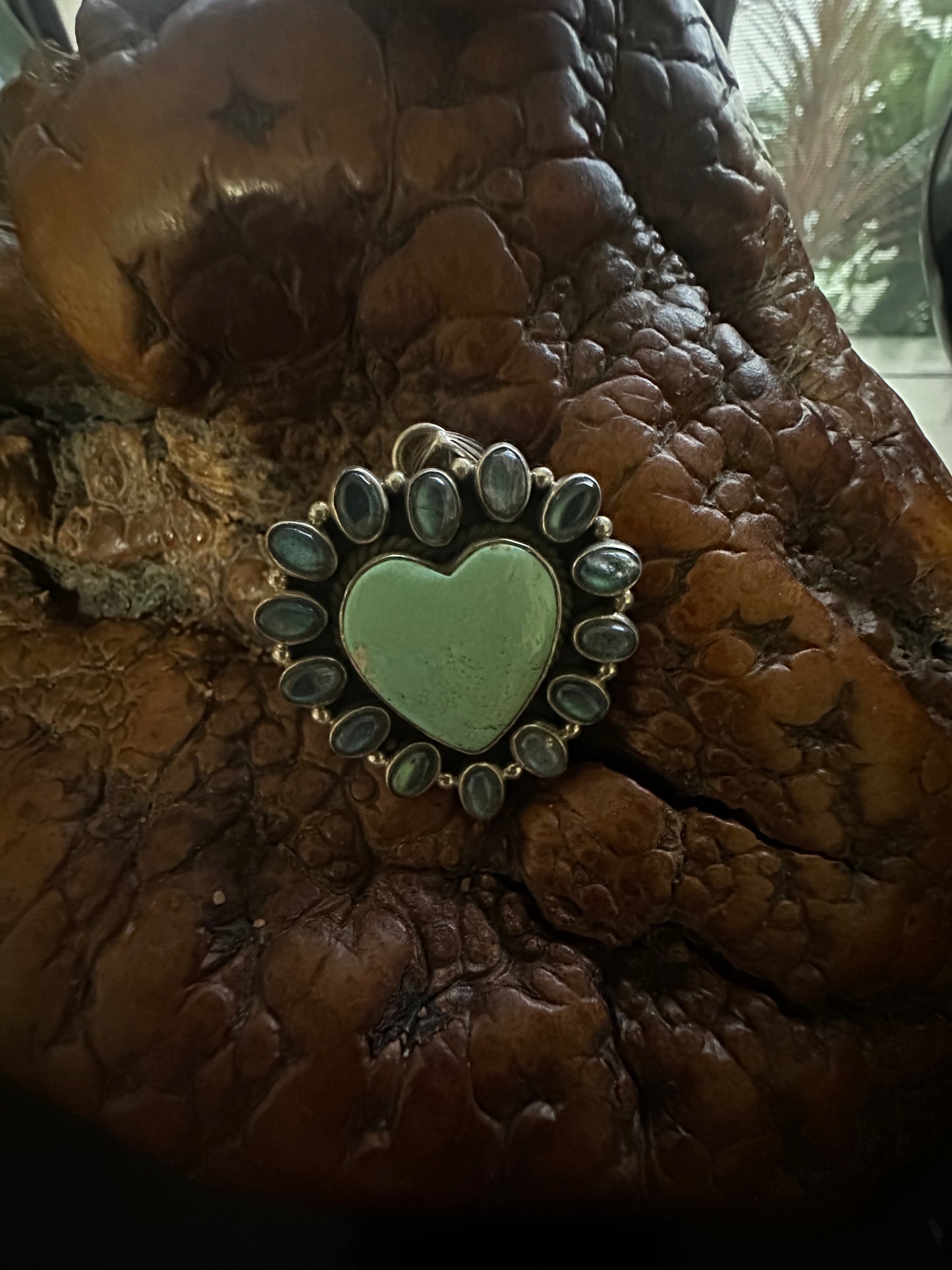 Turquoise & Labradorite Cluster Heart Pendant by Dan Dodson
