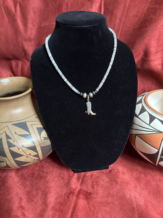 17” Melon Shell & Boot Pendant Necklace