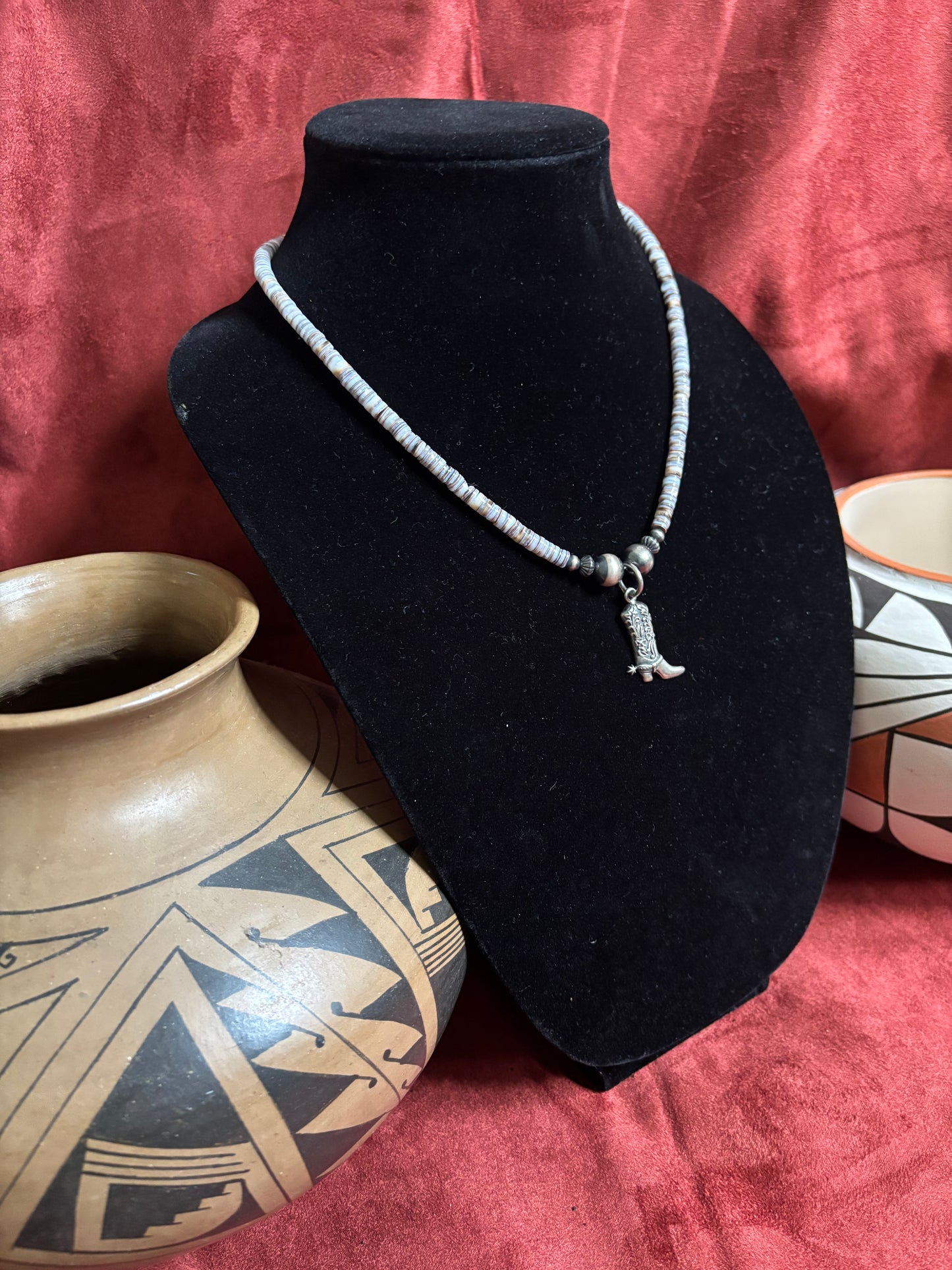 17” Melon Shell & Boot Pendant Necklace
