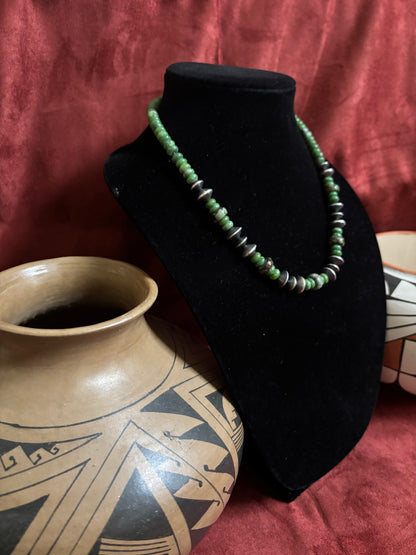 20” Silver Pearl, Jade & Cloud Mountain Turquoise Necklace