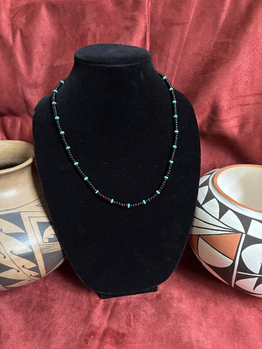 24” Black Onyx and Sage Green Kingman Necklace
