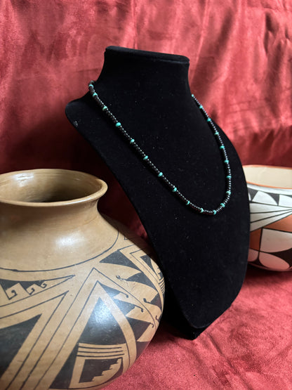24” Black Onyx and Sage Green Kingman Necklace