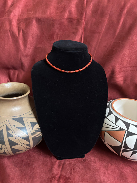 13” Pipestone Jasper Tube Choker with Round Jasper Accents