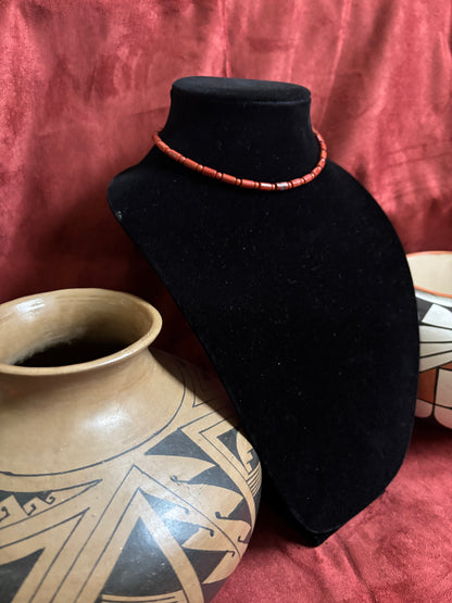 13” Pipestone Jasper Tube Choker with Round Jasper Accents