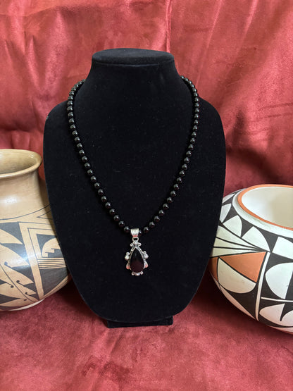24” Black Onyx Necklace with Dan Dodson Teardrop Pendant