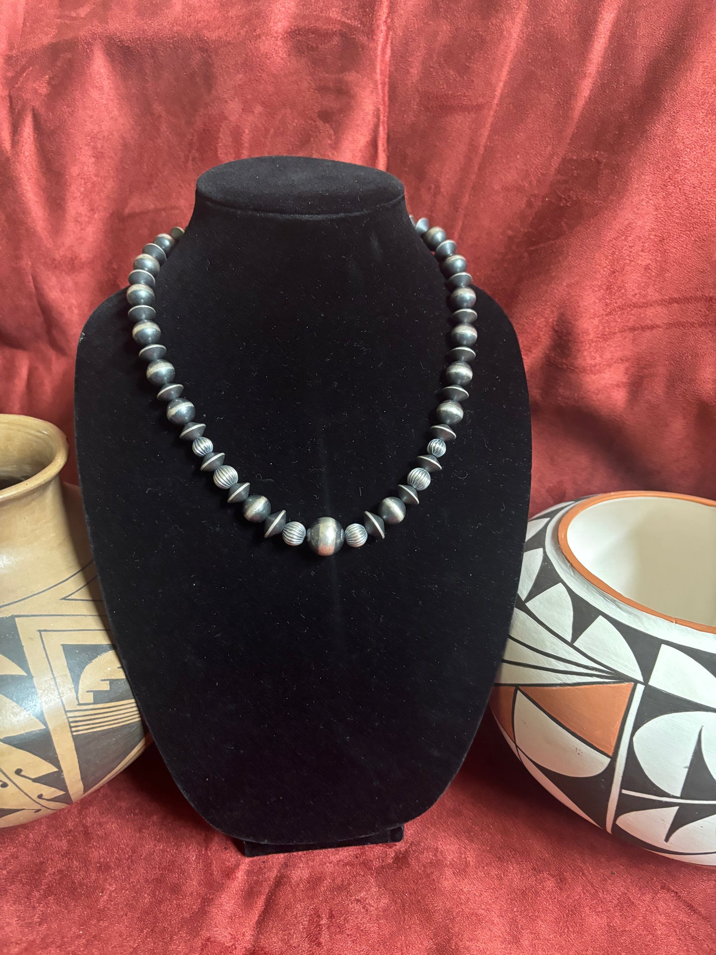 19” Mixed Navajo Pearls & Mustang Silver Pearls Necklace