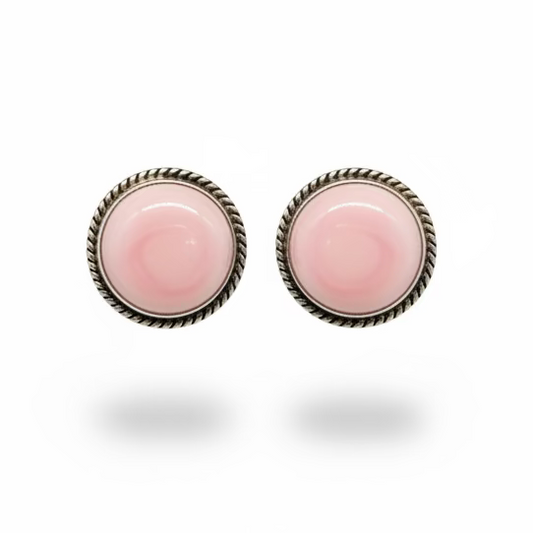 Pink Conch Earrings, Large Round, N.A.
