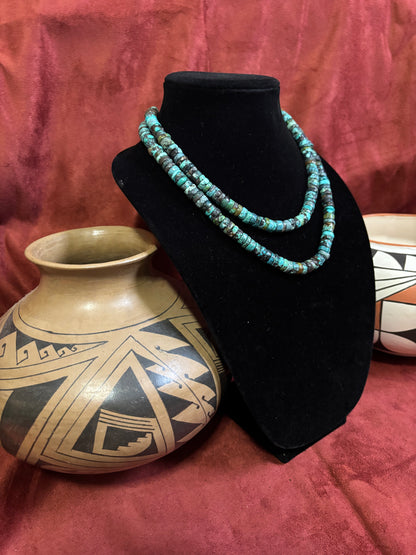 19” Polychrome Cloud Mountain Turquoise Heishi Necklace