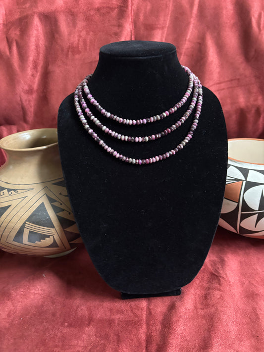 16”(17”, 18”) Purple Sugilite Rondelle Necklace with Silver Pearl Terminations