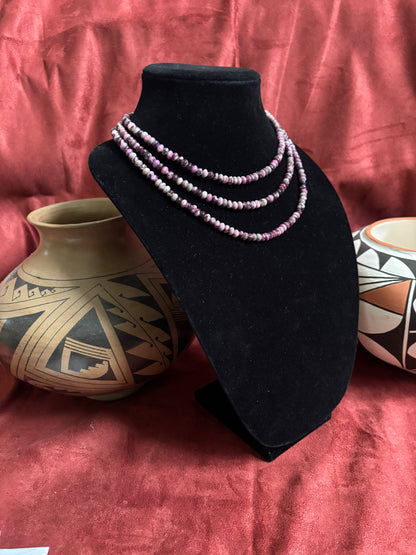 16”(17”, 18”) Purple Sugilite Rondelle Necklace with Silver Pearl Terminations