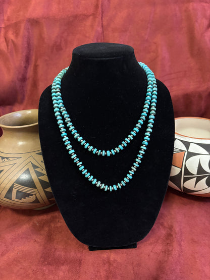 18” & 22” Blue Lone Mountain Turquoise Necklace with Mustang Silver Pearls