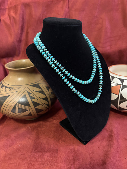 18” & 22” Blue Lone Mountain Turquoise Necklace with Mustang Silver Pearls