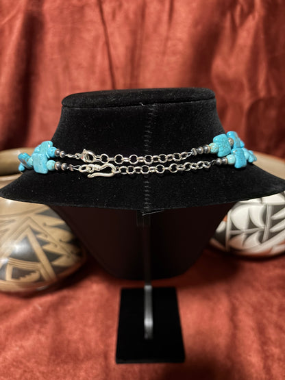 22” (24”) 12mm Lone Mountain Turquoise “Chiclet” Necklace with 6mm Round Spacers