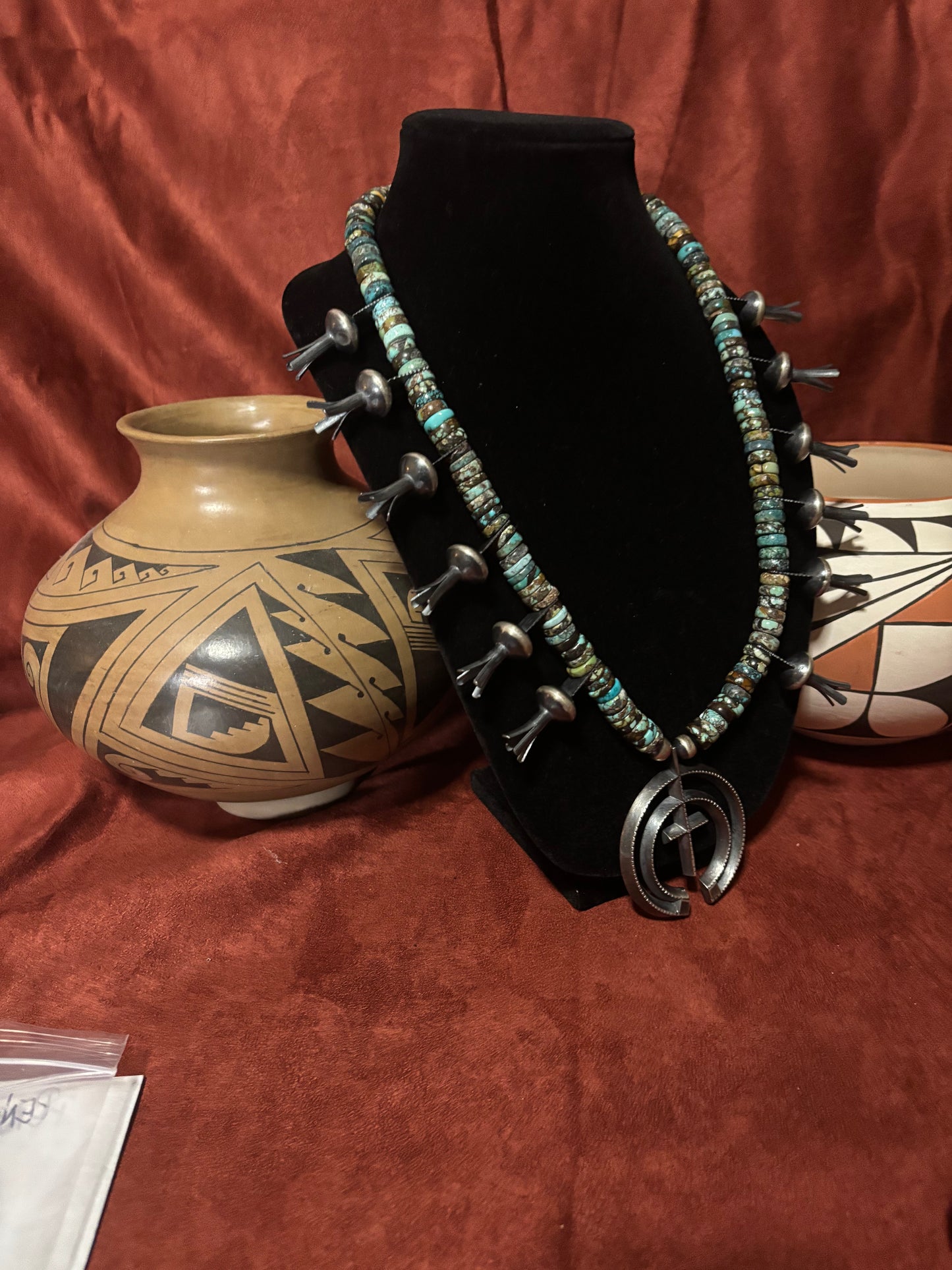 30” Polychrome Cloud Mountain Turquoise Squash Blossom Necklace