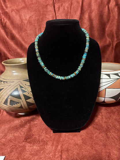 18” Authentic Nevada Green Turquoise Rondelle Necklace