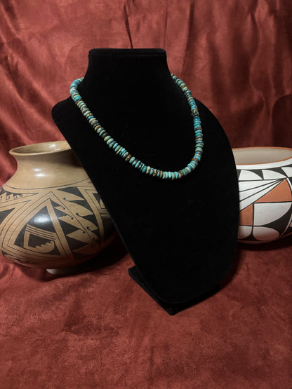 18” Authentic Nevada Green Turquoise Rondelle Necklace