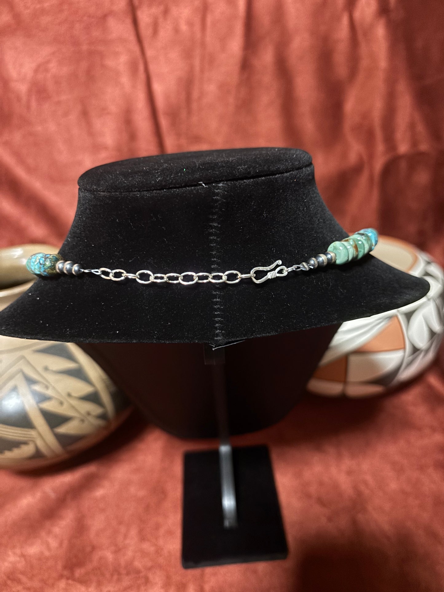 18” Authentic Nevada Green Turquoise Rondelle Necklace