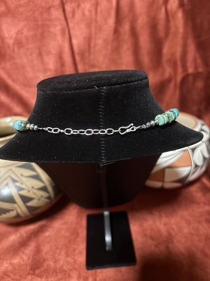 18” Authentic Nevada Green Turquoise Rondelle Necklace