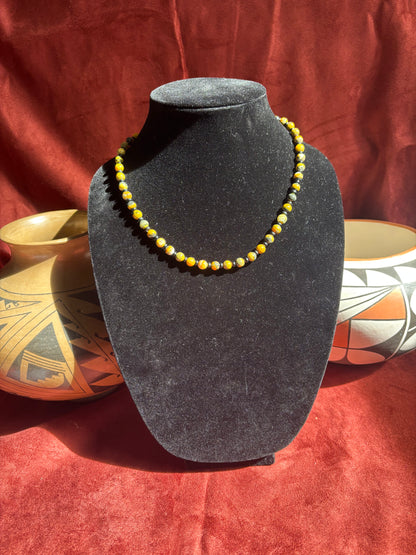 18” Premium Bumblebee Jasper & Black Onyx Necklace