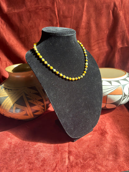 18” Premium Bumblebee Jasper & Black Onyx Necklace