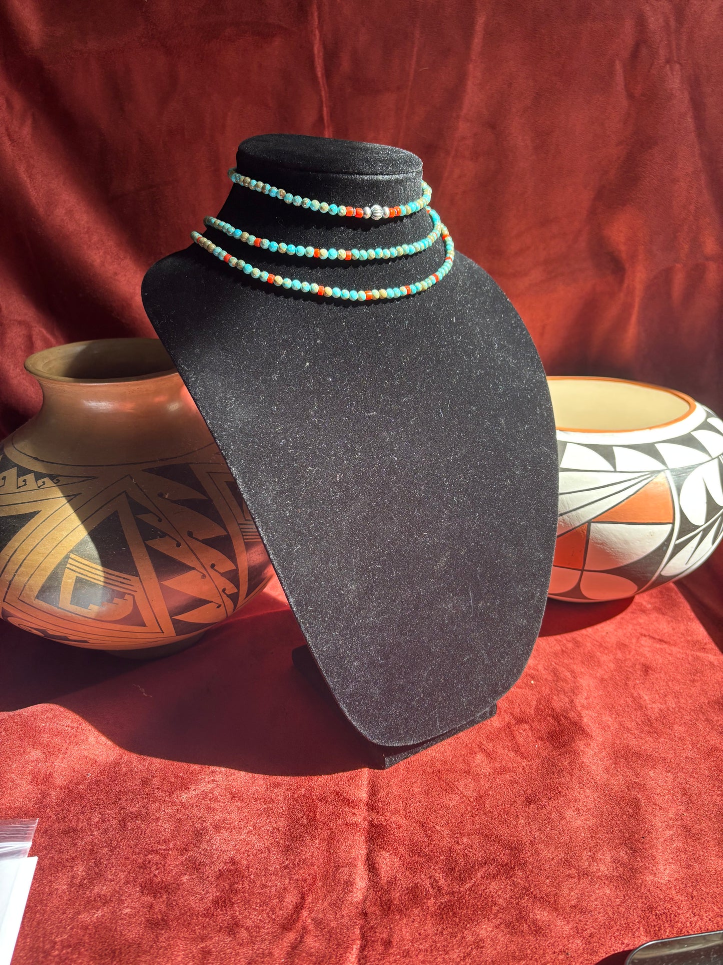 15” Lone Mountain Turquoise & Mediterranean Coral Choker
