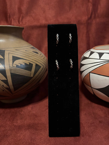 Sterling Silver Twisted Chain Hoop Earrings by Caroline Tsosie