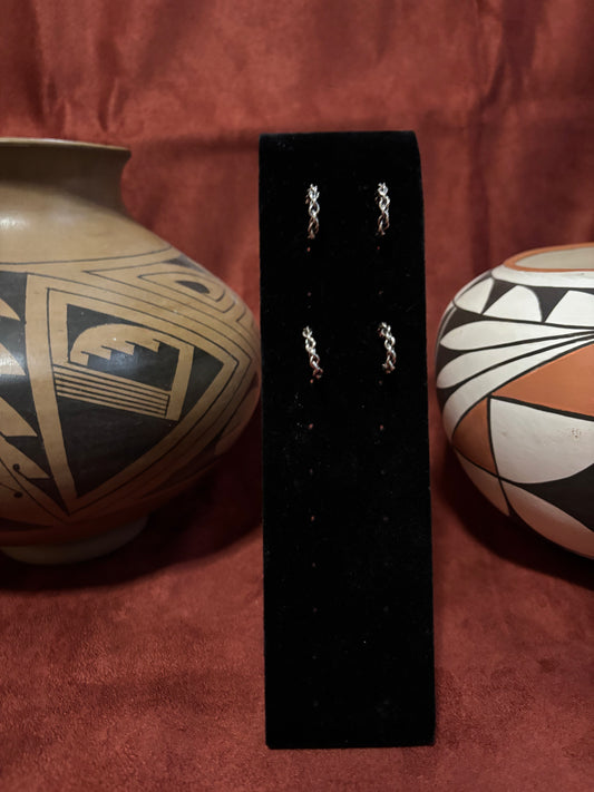 Sterling Silver Twisted Chain Hoop Earrings by Caroline Tsosie