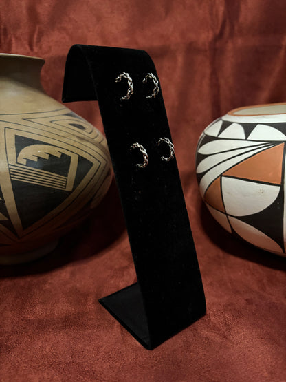 Sterling Silver Twisted Chain Hoop Earrings by Caroline Tsosie