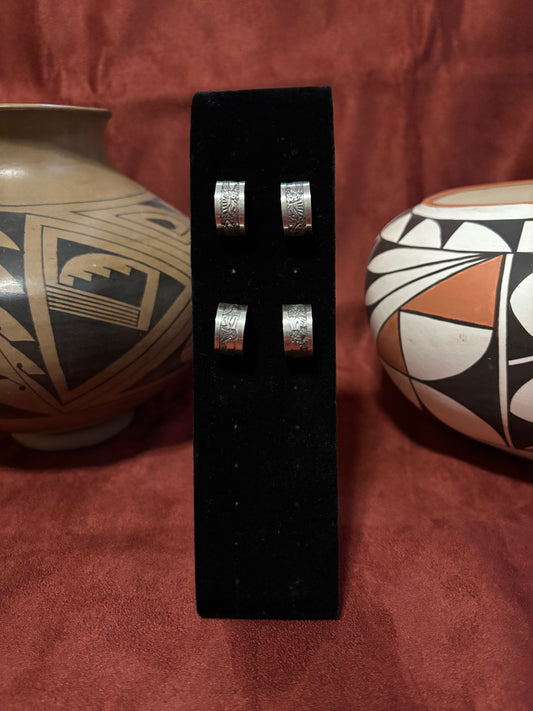 Elaine Belenti Hand-Stamped Sterling Silver Hoop Earrings — Southwestern Artisan Design