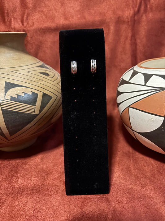 Sterling Silver Handcrafted Hoop Earrings by Karletts Yazzie