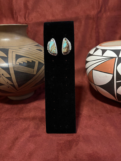 Handmade Sterling Silver and Turquoise Earrings by Delores Cadman