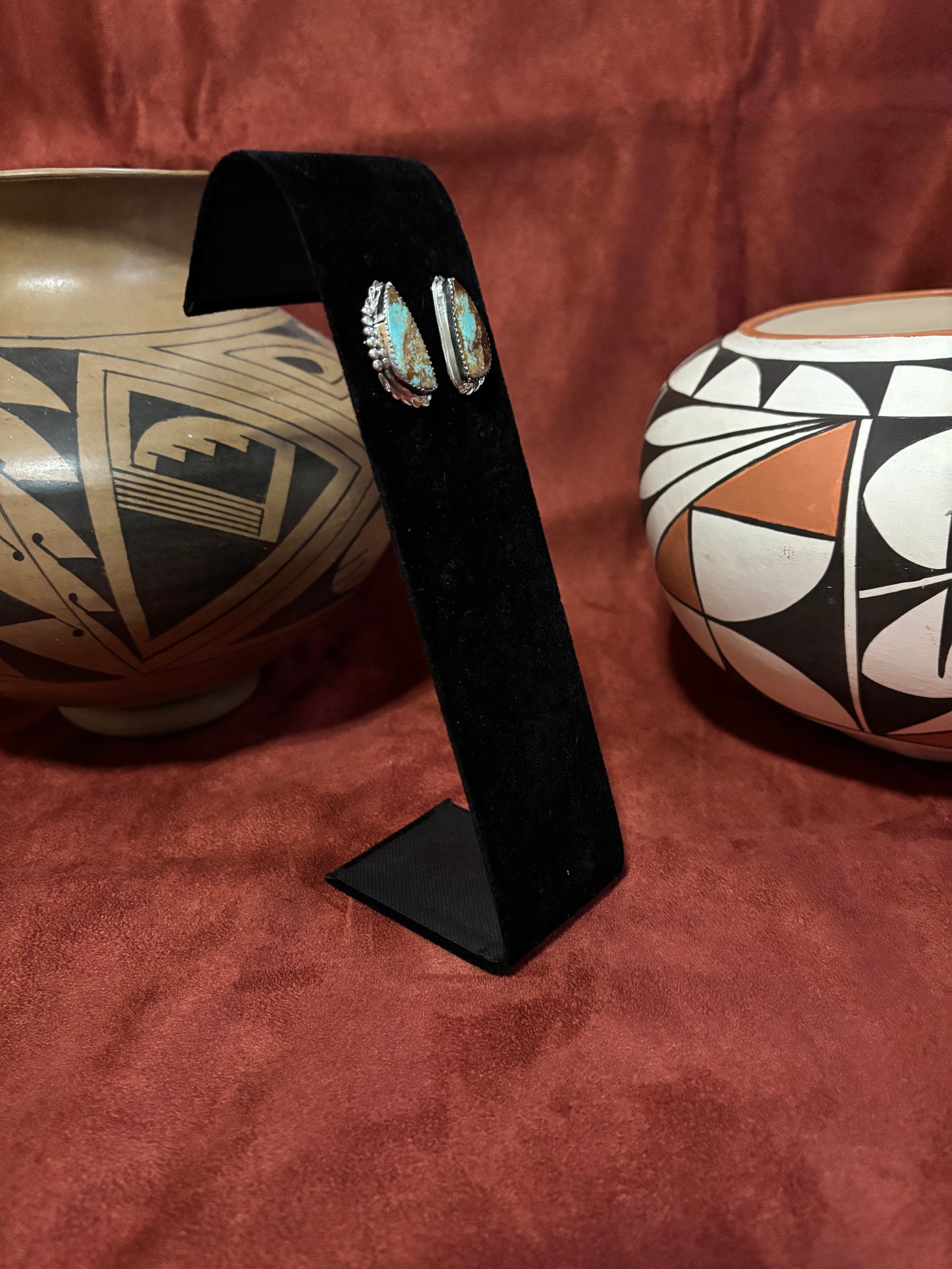 Handmade Sterling Silver and Turquoise Earrings by Delores Cadman